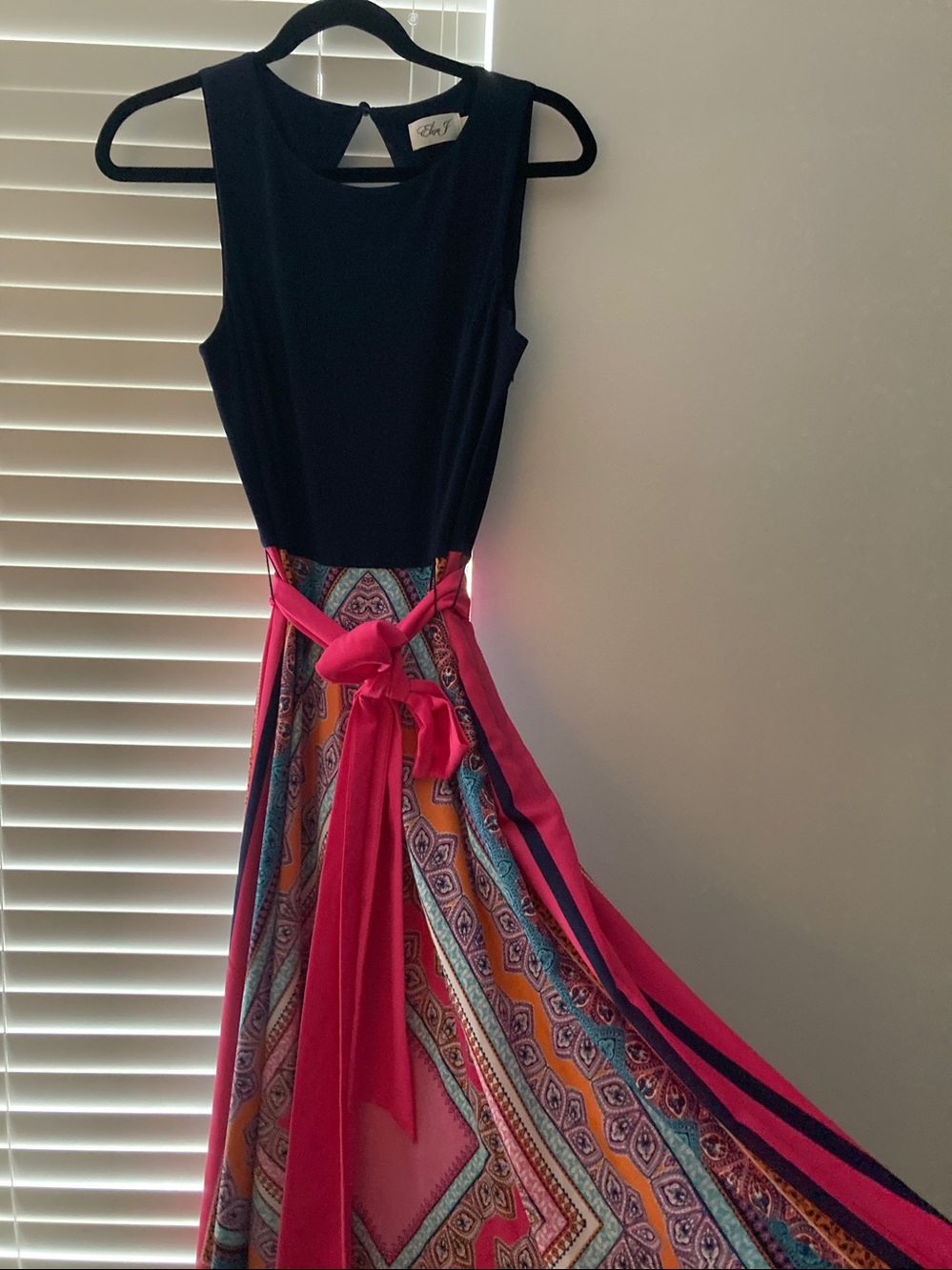 Eliza J  Midi Navy and Pink Dress  10